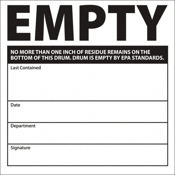 Empty No More Than One Inch Of Residue Remains On The Bottom Label - AccuformNMC HW35SL5