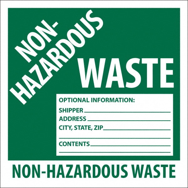 Non-Hazardous Waste Optional Information: Shipper___, Addres Label - AccuformNMC HW5SL25