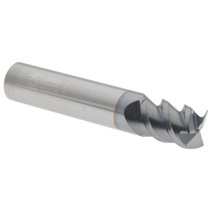3/8" 3-Flute Solid Carbide Square End Mill, TiCN - Accupro 2500275