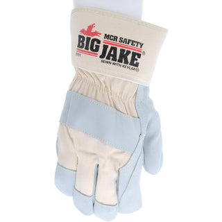 X-Large Gray; White; White Cowhide Leather General Purpose Gloves - MCR Safety 1711