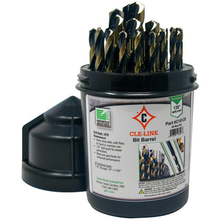 High-Speed Steel Jobber Length Drill Bit, Gold, 135° point - Cle-Line C18128