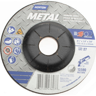 4-1/2 x 1/4" 24-Grit Aluminum Oxide Grinding & Cutoff Wheel - Norton 66252843607