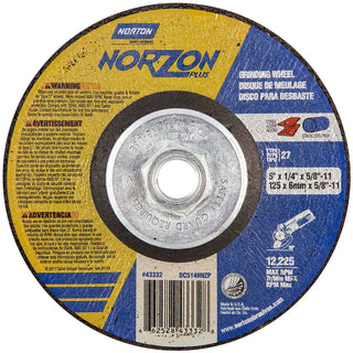 5 x 1/4" 24-Grit Ceramic Alumina Grinding & Cutoff Wheel - Norton 66252843332
