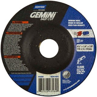 4-1/2 x 1/4" 24-Grit Aluminum Oxide Grinding & Cutoff Wheel - Norton 66252843584