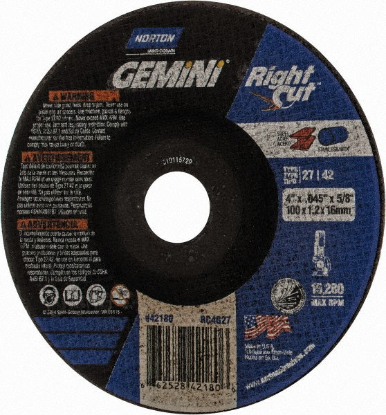 4" 46-Grit Aluminum Oxide Grinding & Cutoff Wheel - Norton 66252842180