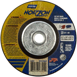 4-1/2 x 1/8" 36-Grit Ceramic Alumina Grinding & Cutoff Wheel - Norton 66252843321