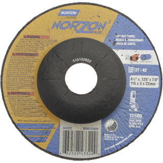 4-1/2 x 1/8" 36-Grit Ceramic Alumina Grinding & Cutoff Wheel - Norton 66252843322
