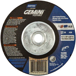 4-1/2 x 1/8" 36-Grit Aluminum Oxide Grinding & Cutoff Wheel - Norton 66252842203