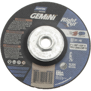 5" 46-Grit Aluminum Oxide Grinding & Cutoff Wheel - Norton 66252841939