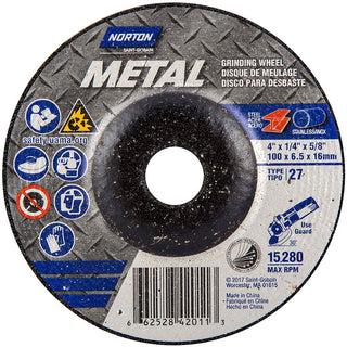 4 x 1/4" 24-Grit Aluminum Oxide Grinding & Cutoff Wheel - Norton 66252842011