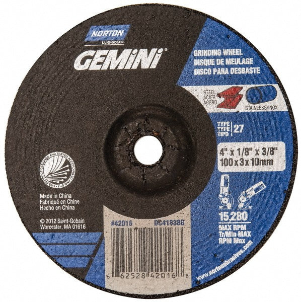 4 x 1/8" 24-Grit Aluminum Oxide Grinding & Cutoff Wheel - Norton 66252842016