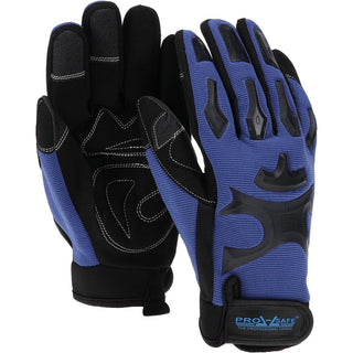 X-Large Black; Blue Synthetic Leather General Gloves - PRO-SAFE GLA-M3-XL