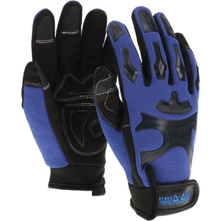 Small Black; Blue Synthetic Leather General Gloves - PRO-SAFE GLA-M3-S