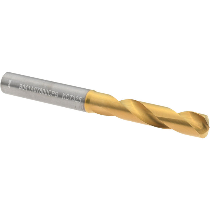 0.3071" Solid Carbide Stub Drill Bit, TiN, 140° point - Kennametal 4150250