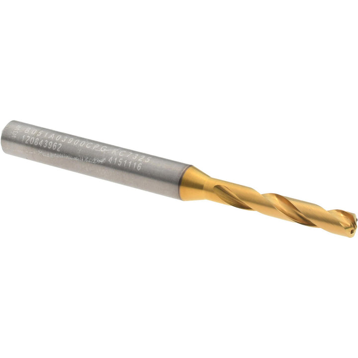 0.1535" Solid Carbide Stub Drill Bit, TiN, 140° point - Kennametal 4151116