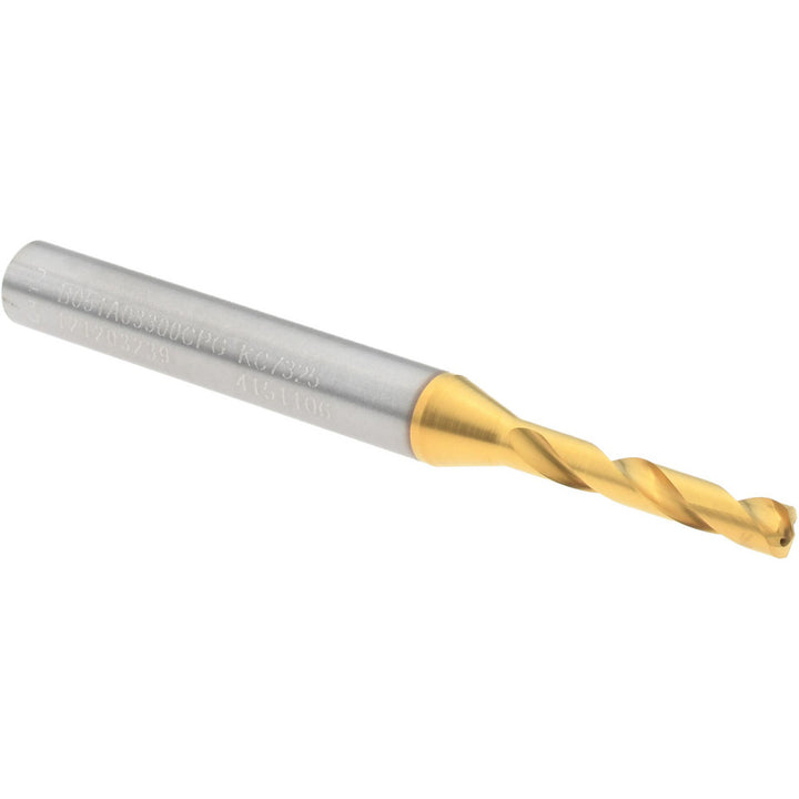 0.1299" Solid Carbide Stub Drill Bit, TiN, 140° point - Kennametal 4151106