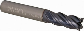 3/8" 4-Flute Solid Carbide Corner Radius End Mill, TX - SGS 36375