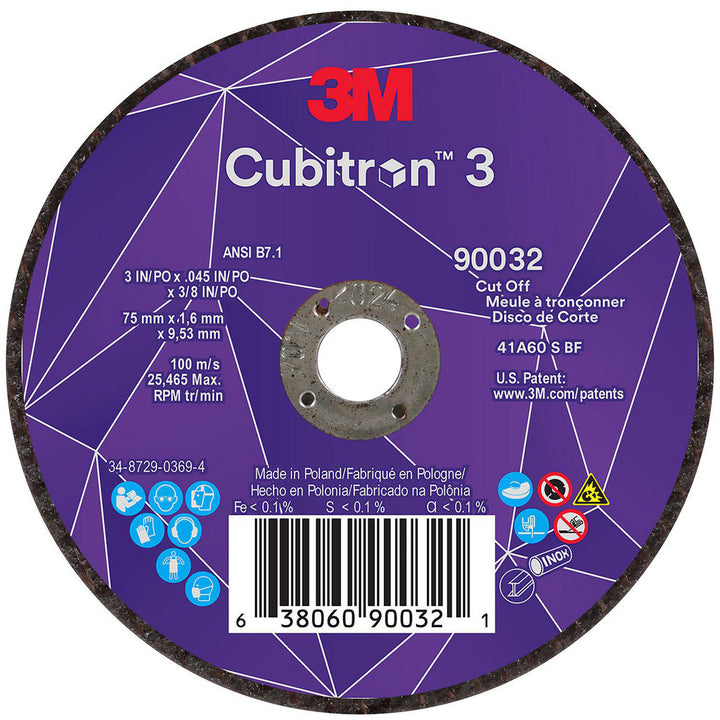 3" 60+-Grit Ceramic Grinding & Cutoff Wheel - 3M 7100303858