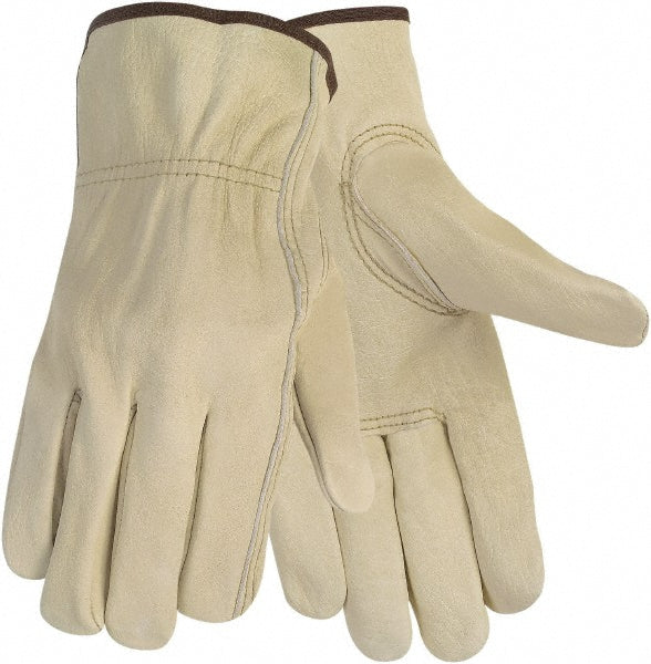 Large Beige Leather Gloves - MCR Safety 3215L