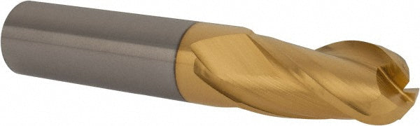 5/8" 3-Flute Solid Carbide Ball End Mill, TiN - Hertel E699924741