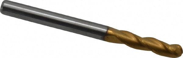 1/8" 3-Flute Solid Carbide Ball End Mill, TiN - Hertel E699924730