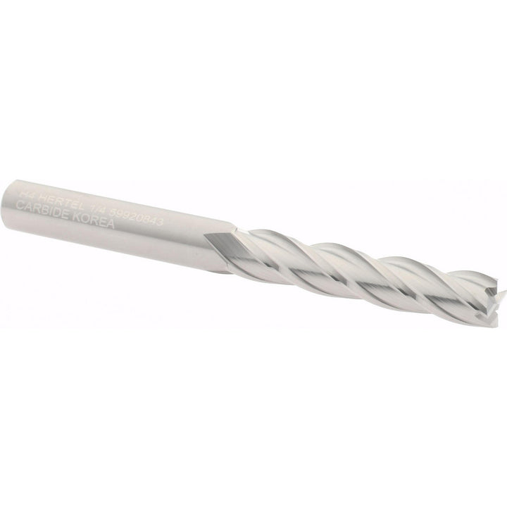 1/4" 4-Flute Solid Carbide Square End Mill - Hertel 750412