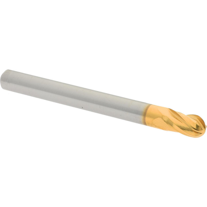 3/16" 4-Flute Solid Carbide Ball End Mill, TiN - Hertel E699924520