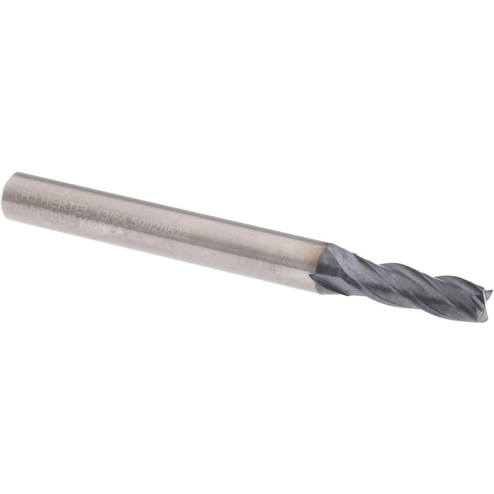 13/64" 4-Flute Solid Carbide Square End Mill, AlTiN - Hertel 750510