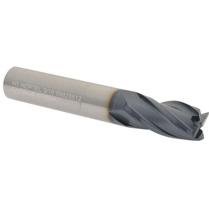 9/16" 4-Flute Solid Carbide Square End Mill, AlTiN - Hertel 750295