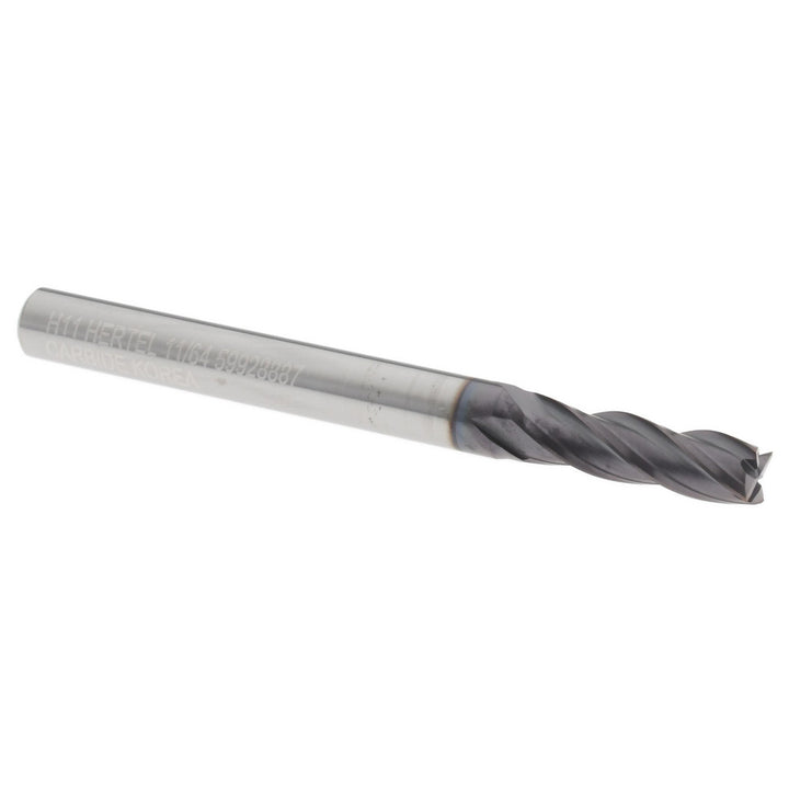 11/64" 4-Flute Solid Carbide Square End Mill, AlTiN - Hertel 750483