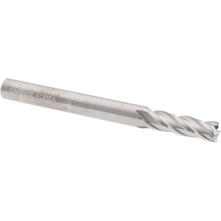 11/64" 4-Flute Solid Carbide Square End Mill - Hertel 750153