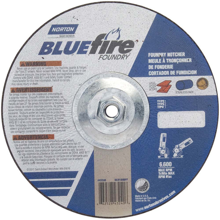 9 x 1/8" 24-Grit Zirconia Alumina; Silicon Carbide Grinding & Cutoff Wheel - Norton 66252843240