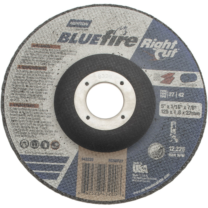 5" 24-Grit Zirconia Alumina Grinding & Cutoff Wheel - Norton 66252843220