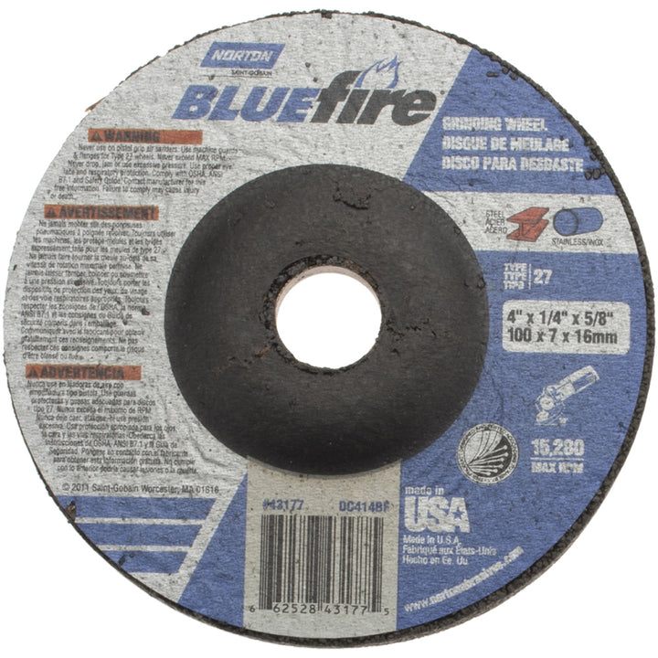 4 x 1/4" 24-Grit Zirconia Alumina Grinding & Cutoff Wheel - Norton 66252843177