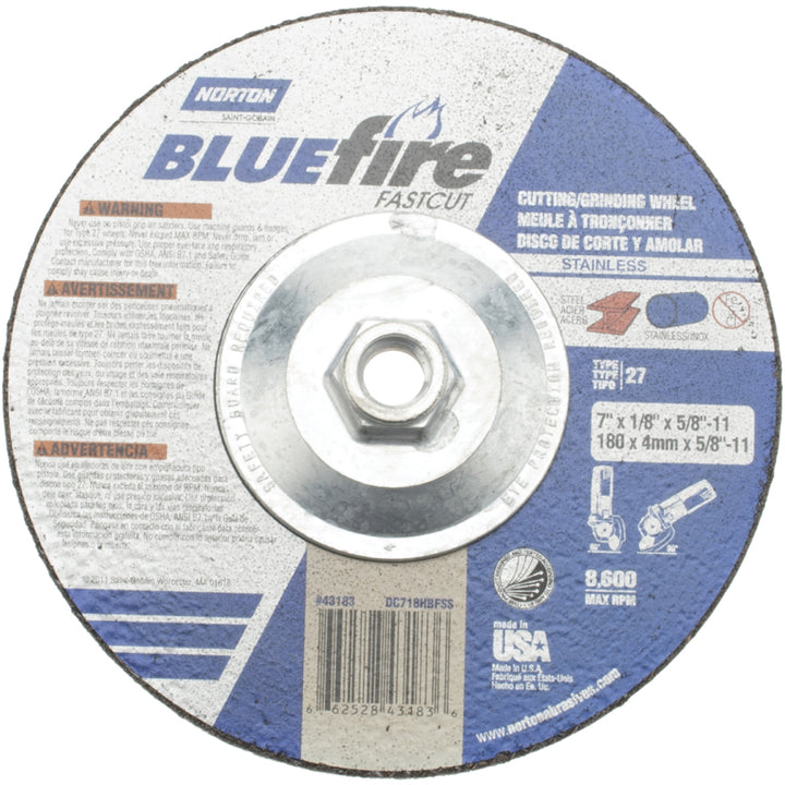 7 x 1/8" 30-Grit Zirconia Alumina Grinding & Cutoff Wheel - Norton 66252843183