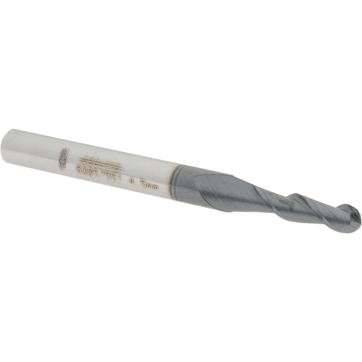 0.1770" 2-Flute Solid Carbide Ball End Mill, AlTiN - Accupro 12183943