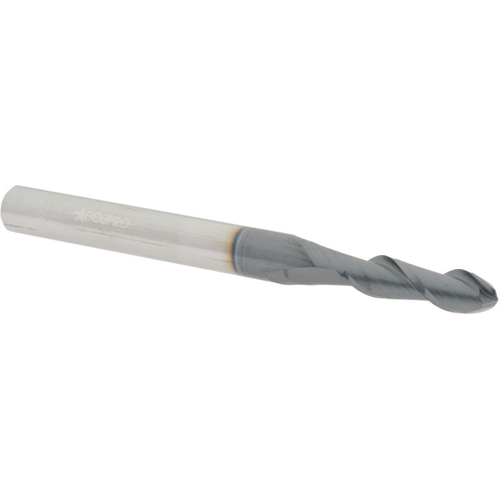0.1969" 2-Flute Solid Carbide Ball End Mill, AlTiN - Accupro 12183952