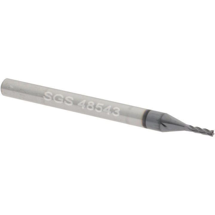 0.0394" 4-Flute Solid Carbide Square End Mill, AlTiN - SGS 48543