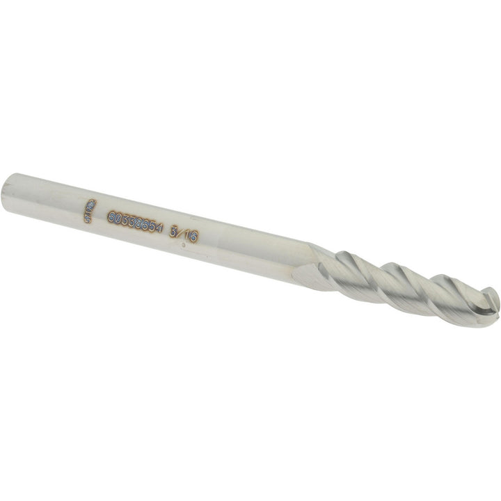 3/16" 3-Flute Solid Carbide Ball End Mill - Accupro 12184436