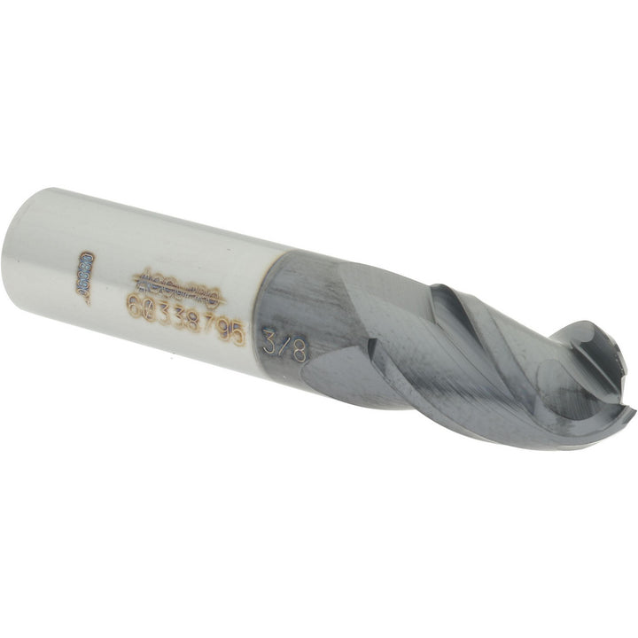 3/8" 3-Flute Solid Carbide Ball End Mill, AlTiN - Accupro 12184426