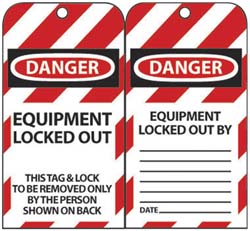 EQUIPMENT LOCKED OUT BY DATE (Side 2); EQUIPMENT LOCKED OUT Tag - AccuformNMC LOTAG17