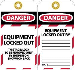 EQUIPMENT LOCKED OUT BY DATE (Side 2); EQUIPMENT LOCKED OUT Tag - AccuformNMC LOTAG17-25
