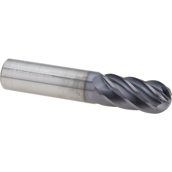 3/4" 6-Flute Solid Carbide Ball End Mill, AlTiN - Kennametal 5607208