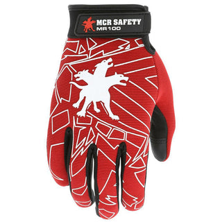 Medium Black; Red; Black Synthetic Leather Mechanic's & Lifting Gloves - MCR Safety MR100M