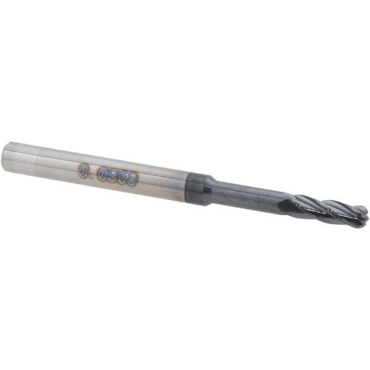 3/32" 4-Flute Solid Carbide Ball End Mill, AlTiN - Accupro 14797516