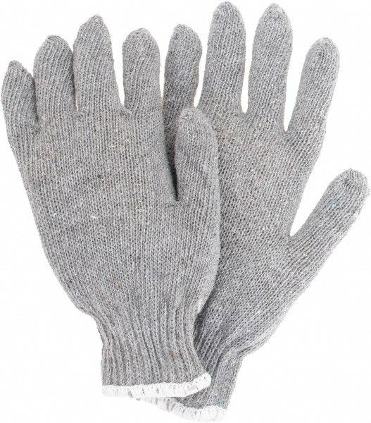 Large Gray; White Cotton; Polyester General Purpose Gloves - MCR Safety 9637L