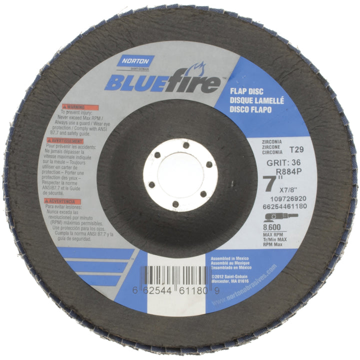 7" 36-Grit Zirconia Alumina Disc - Norton 66254461180