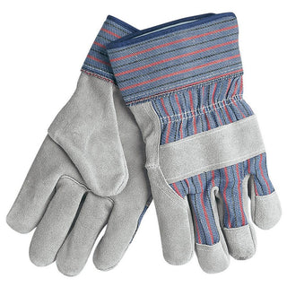 Large Gray; Brown Cowhide Leather General Purpose Gloves - MCR Safety 1300