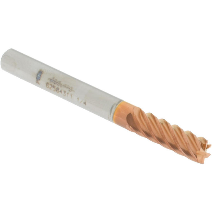 1/4" 6-Flute Solid Carbide Square End Mill, TiCN - Accupro 12183852