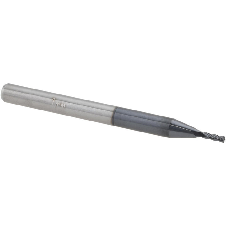 0.0394" 4-Flute Solid Carbide Square End Mill, AlTiN - Accupro 14797344